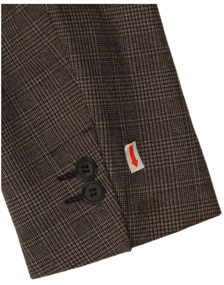 Jaqueta blazer masculina ZARA com 1 botão EU 50 cinza médio houndstooth poliéster