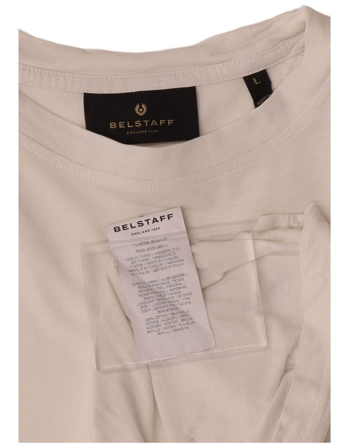 Camiseta feminina BELSTAFF UK 16 grande algodão branco