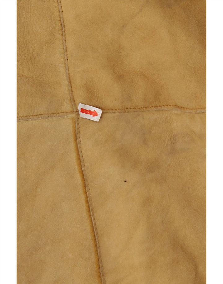 Casaco feminino VINTAGE de shearling IT 44 couro bege médio