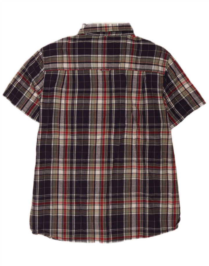 Camisa masculina de manga curta Mountain Warehouse grande xadrez azul marinho