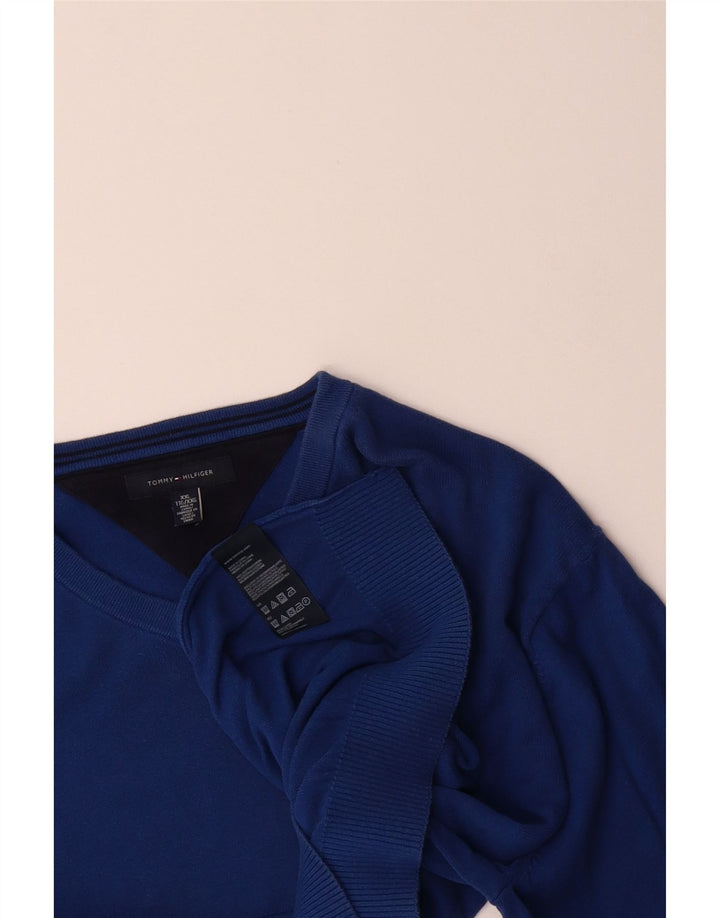 Suéter masculino TOMMY HILFIGER com decote em V 2XL algodão azul