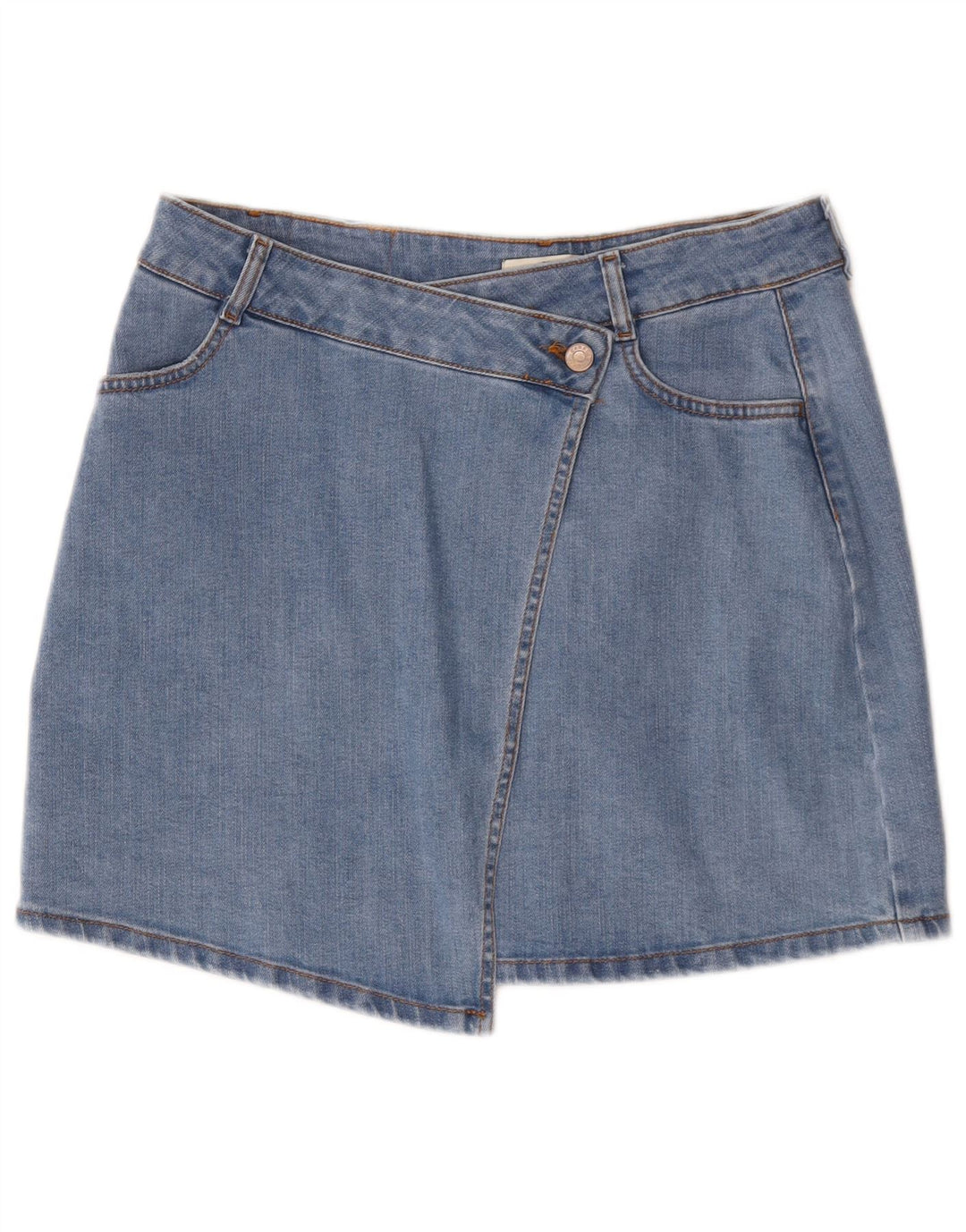 Saia jeans feminina Carrera médio W30 algodão azul