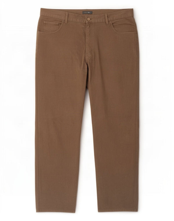 Calça masculina reta casual Marks & Spencer W40 L31 algodão marrom