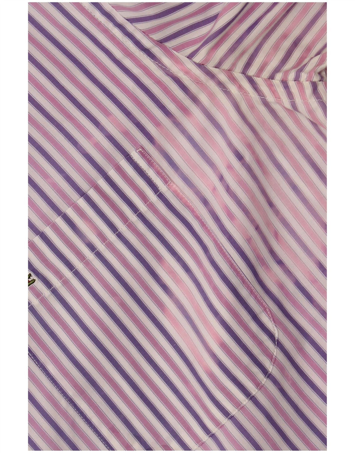Camisa masculina LACOSTE tamanho 39 algodão listrado roxo médio
