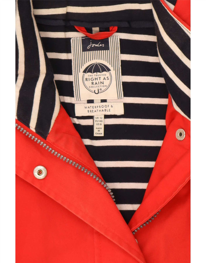 Capa de chuva feminina com capuz Joules UK 12 algodão vermelho médio