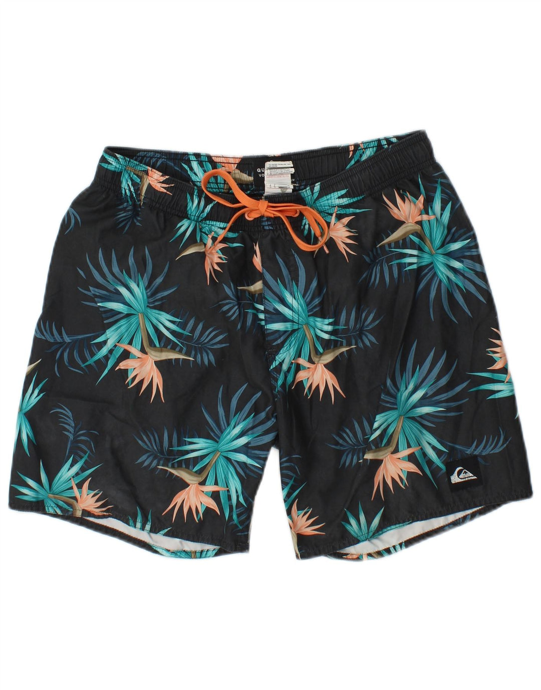 Shorts de natação masculino Quiksilver médio azul marinho floral poliéster