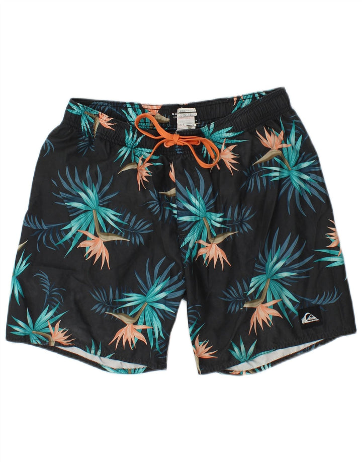 Shorts de natação masculino Quiksilver médio azul marinho floral poliéster