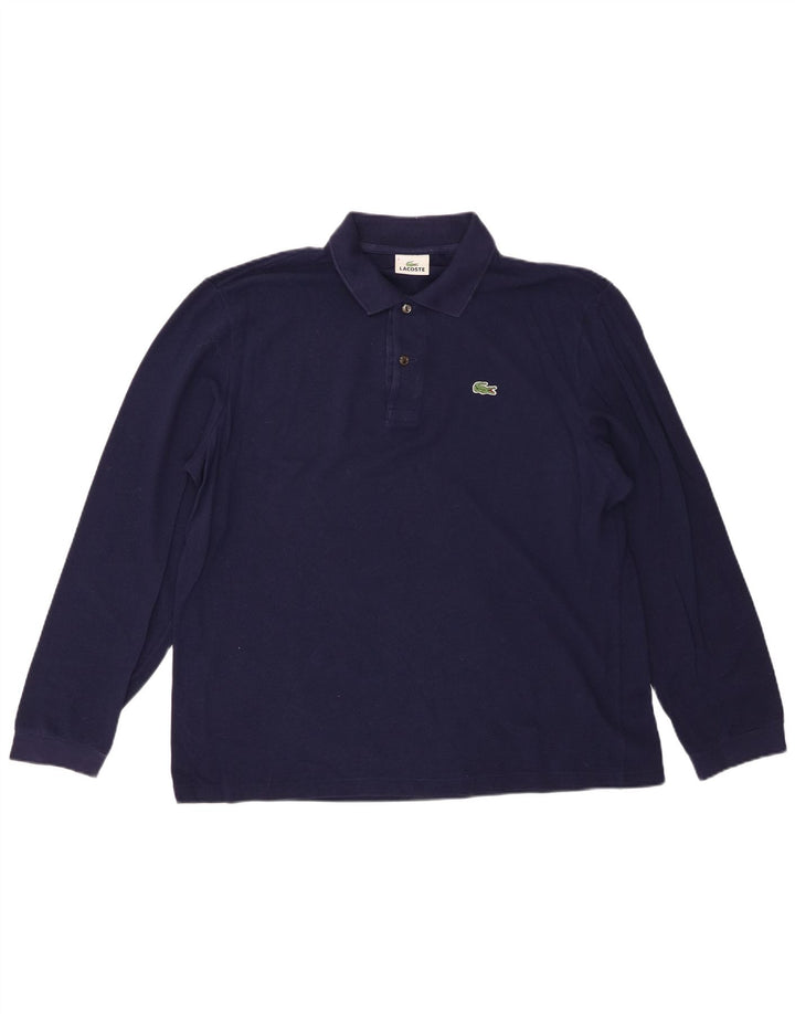 Camisa polo masculina de manga comprida LACOSTE tamanho 5 grande algodão azul marinho