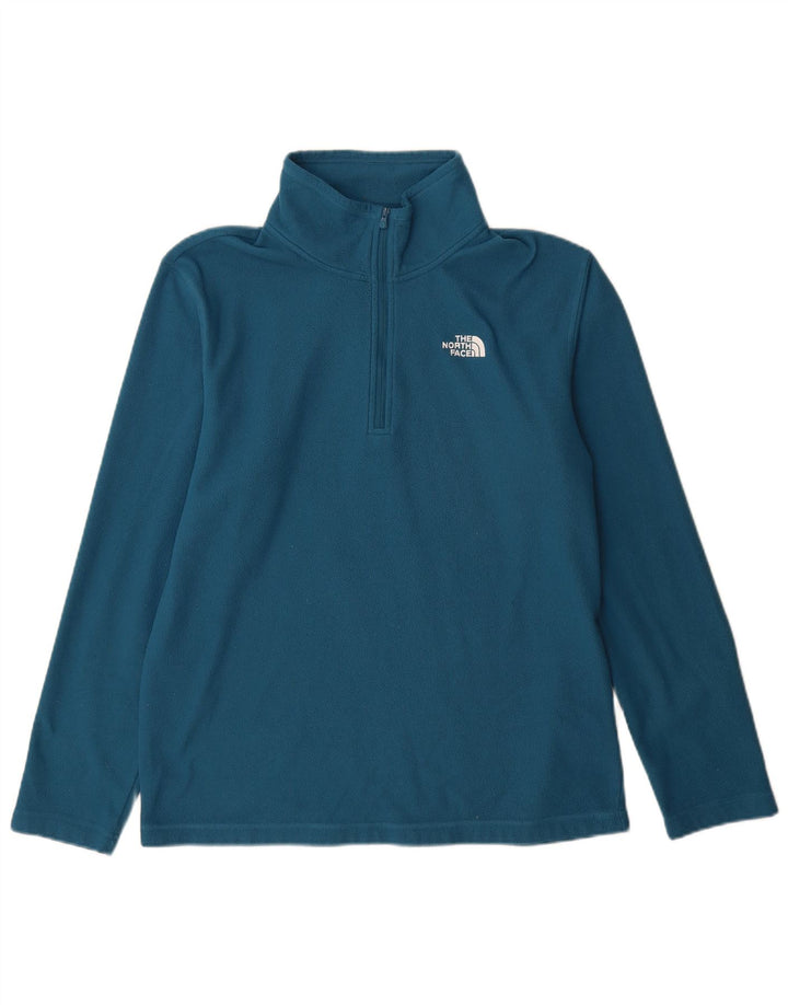 Suéter de lã masculino The North Face com zíper e gola grande azul poliéster