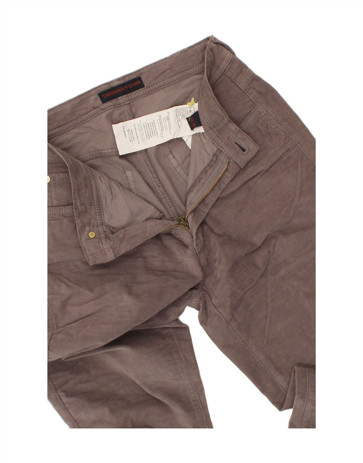 TRUSSARDI Womens Slim Casual Trousers W26 L31 Grey Cotton Vintage Trussardi and Second-Hand Trussardi from Messina Hembry 