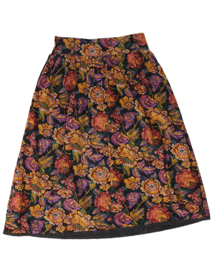 Saia evasê feminina VINTAGE W28 média floral multicolorida