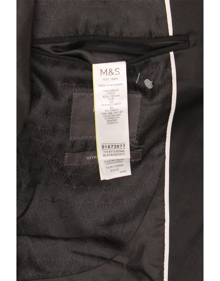 Jaqueta blazer masculina de 1 botão Marks & Spencer Reino Unido 42 grande poliéster preto