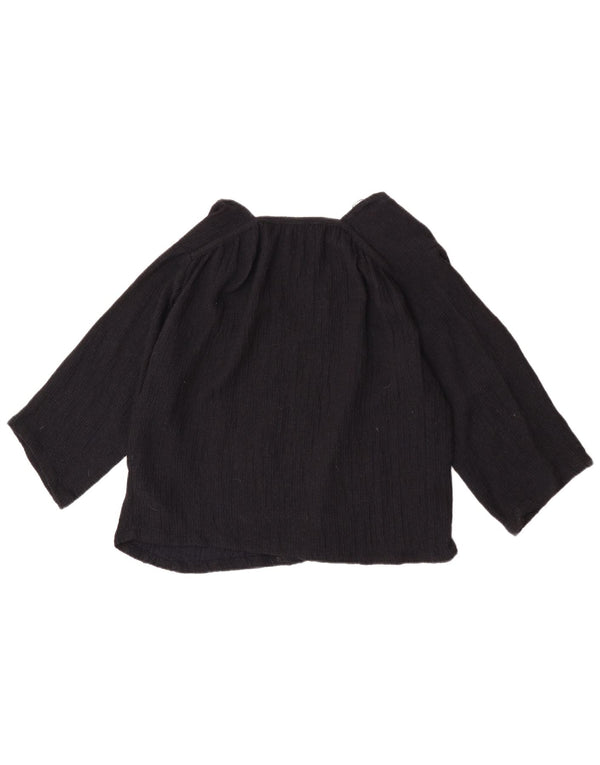 Blusa feminina Zara manga 3/4 oversized UK 6 XS azul marinho viscose