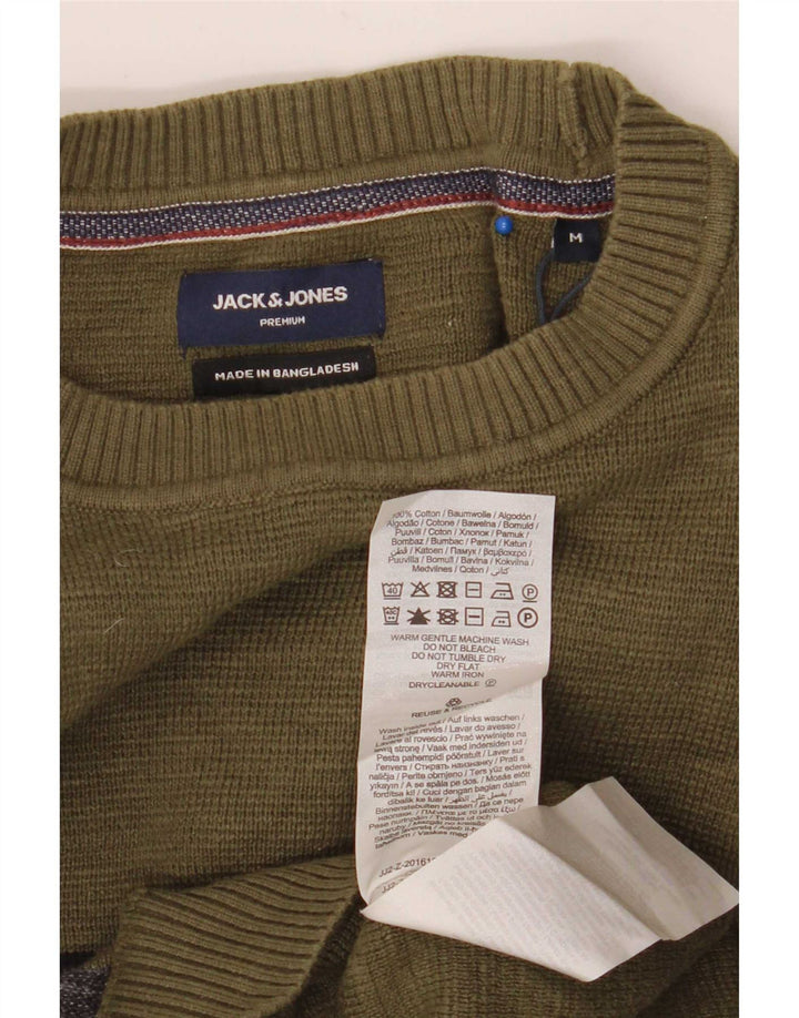 Suéter masculino Jack & Jones com gola canoa, algodão listrado cáqui médio
