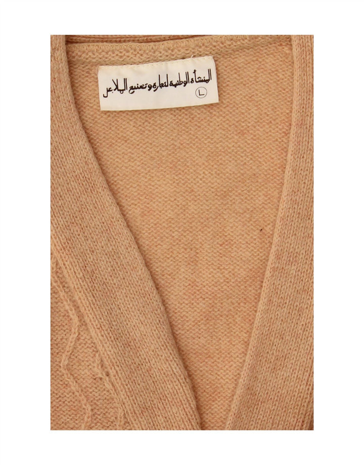 Suéter Cardigan Masculino Vintage Grande Chevron Bege