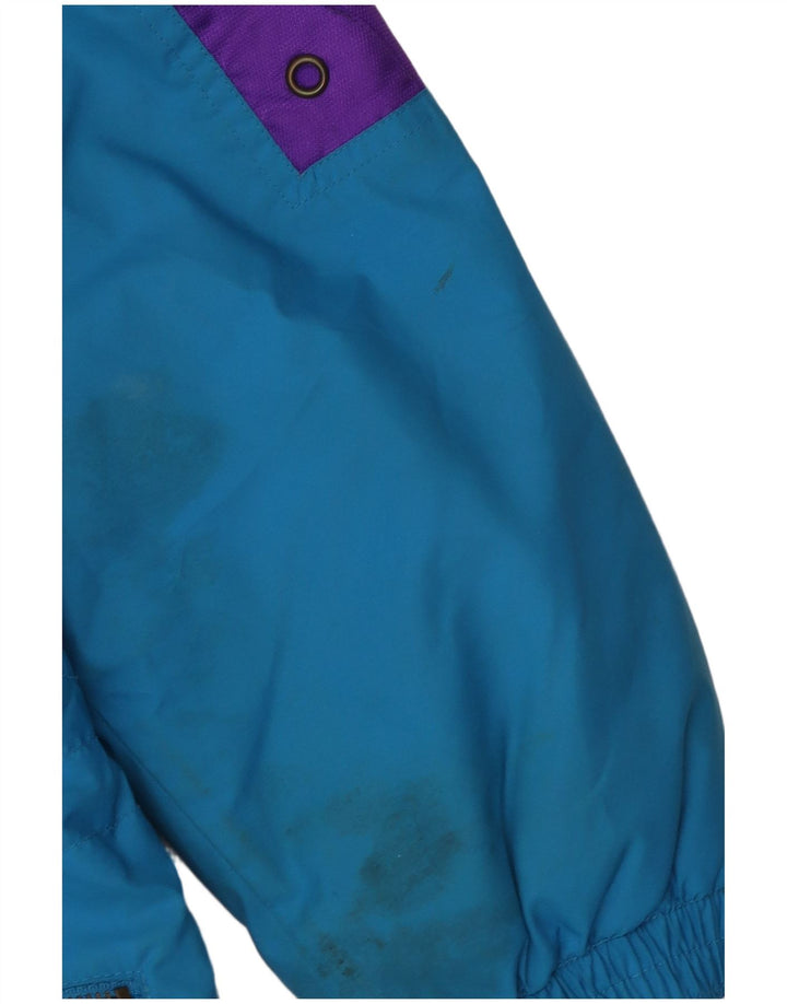 Jaqueta de esqui masculina vintage com capuz Reino Unido 38 poliéster azul médio Colourblock
