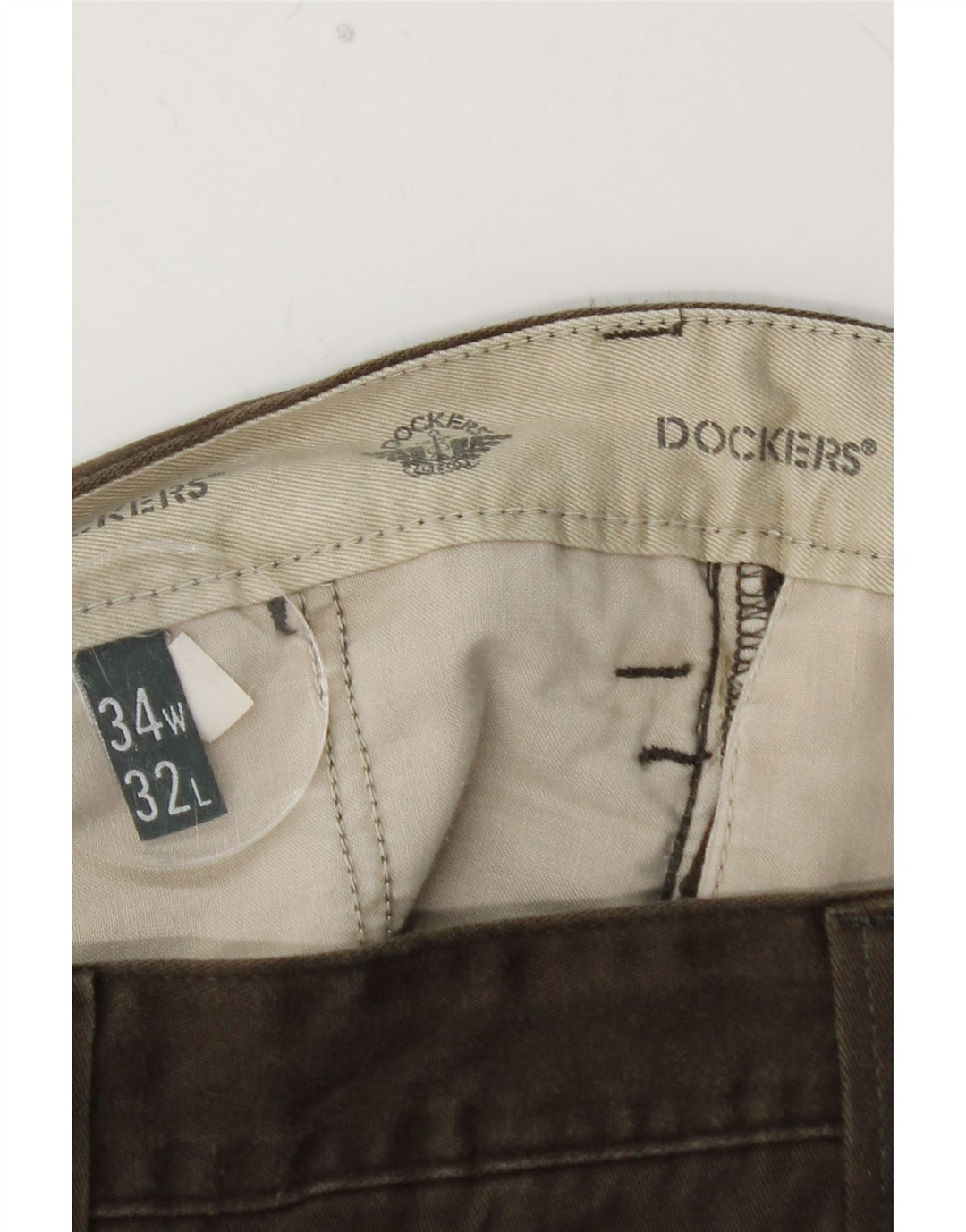 DOCKERS Calça Chino Masculina Reta W34 L32 Algodão Marrom