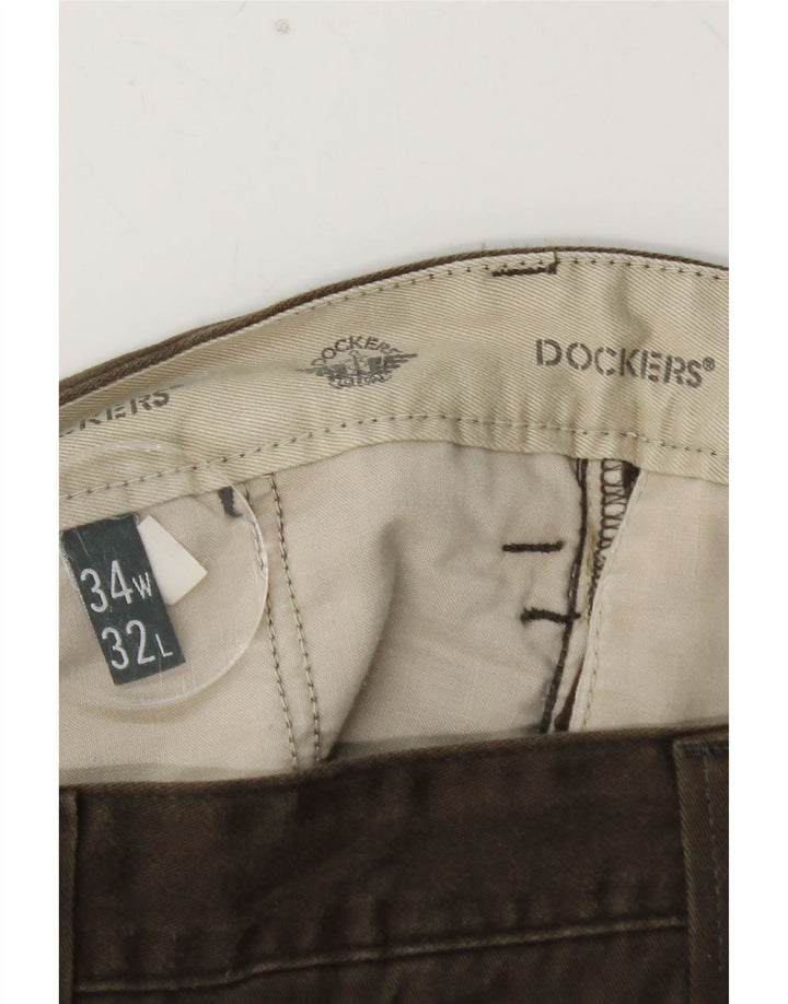 DOCKERS Calça Chino Masculina Reta W34 L32 Algodão Marrom