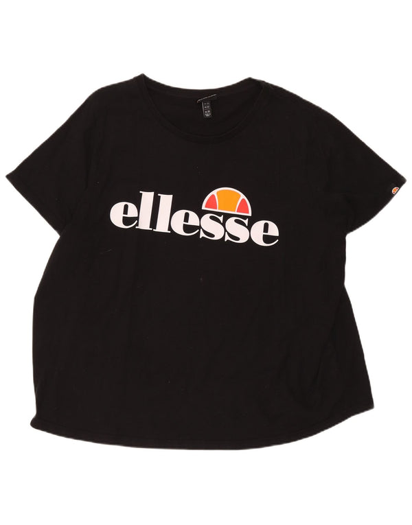 Camiseta feminina Ellesse com estampa gráfica UK 26 5XL algodão preto
