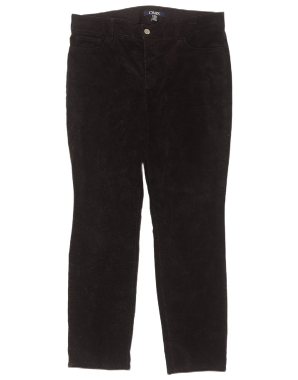 Calça feminina de veludo cotelê feminina Chaps US 12 grande W34 L30 algodão preto