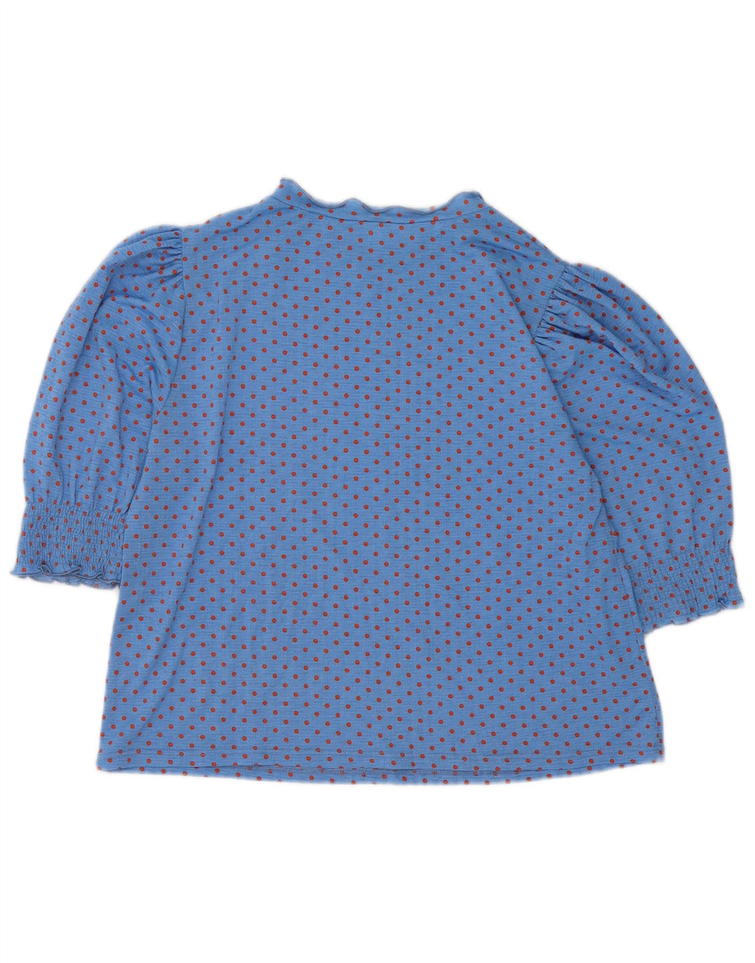 Blusa feminina ZARA UK 14 poliéster manchado azul médio
