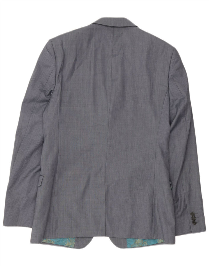 Jaqueta blazer masculina de 2 botões Ted Baker Reino Unido 38 lã cinza médio