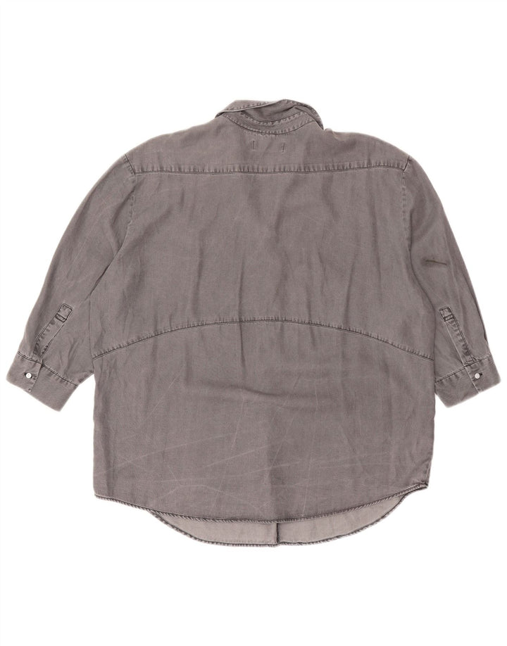 Pulôver feminino Zara com ajuste solto manga 3/4 Reino Unido 14 cinza médio