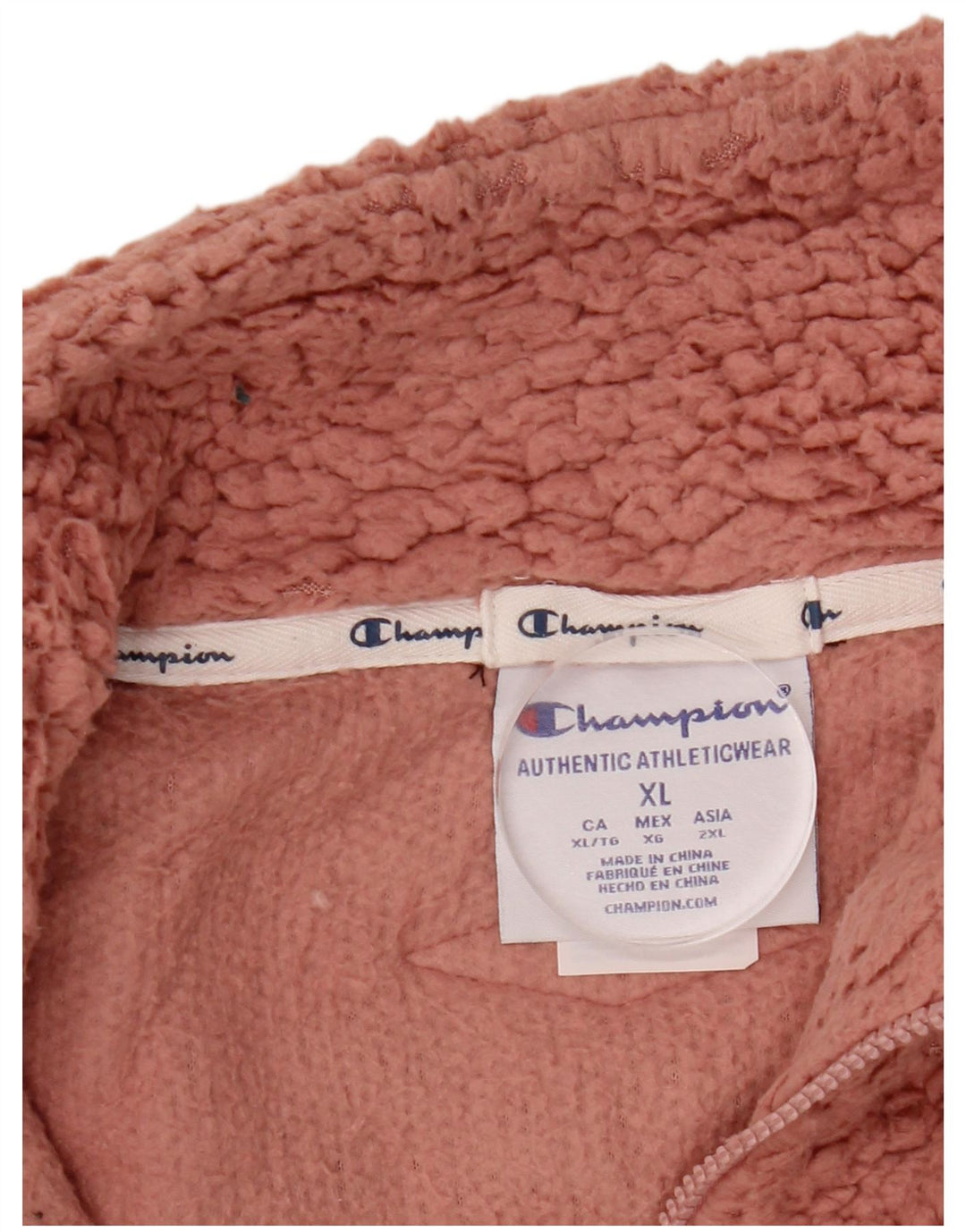 CHAMPION Suéter feminino oversized com zíper e gola em lã UK 18 XL rosa