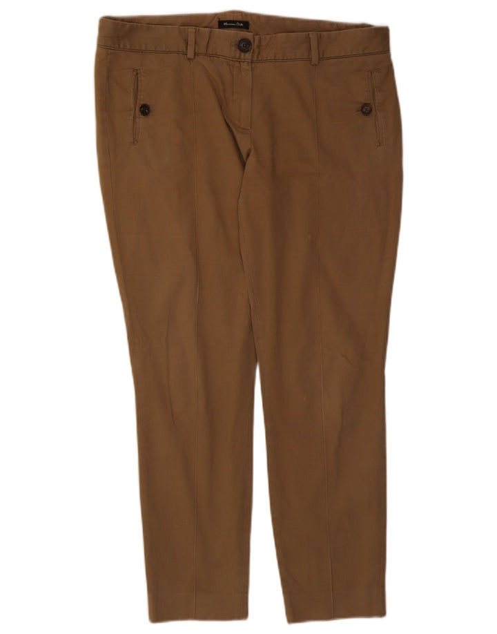 Calças cortadas justas femininas Massimo Dutti UE 42 grandes W34 L26 bege