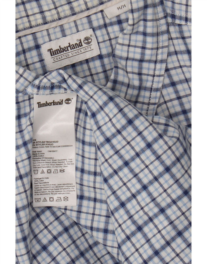 Camisa masculina Timberland médio azul xadrez algodão