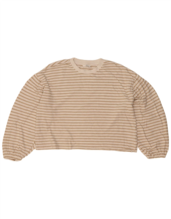 Marks & Spencer Top feminino oversized manga comprida 13-14 anos listrado bege