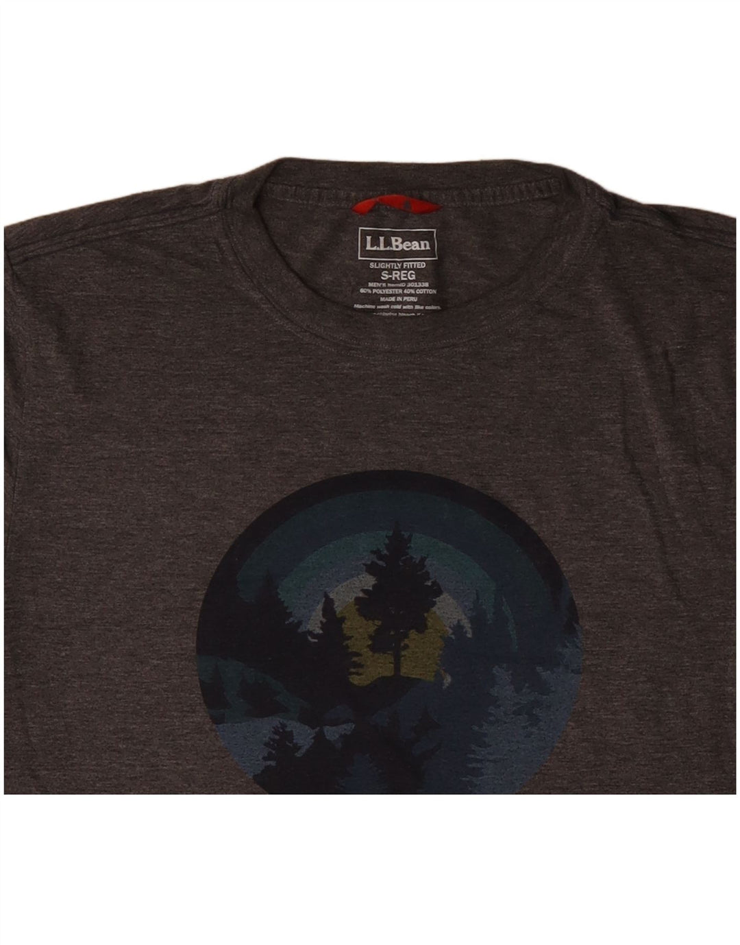 Camiseta masculina L.L.BEAN ligeiramente justa com estampa gráfica pequena cinza manchada