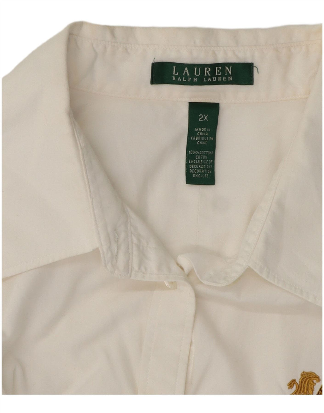 Camisa feminina RALPH LAUREN UK 20 2XL algodão branco