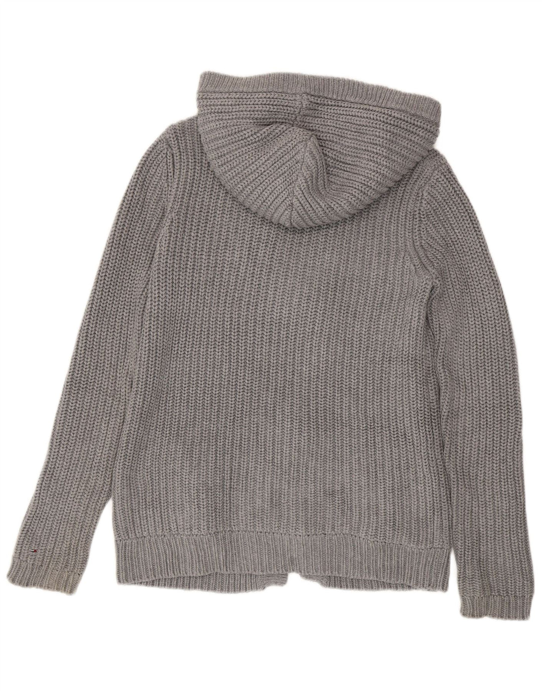 Suéter cardigã masculino com capuz Tommy Hilfiger algodão cinza médio