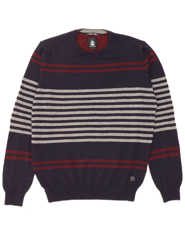 Suéter masculino Marina Yachting com gola redonda XL listrado azul marinho