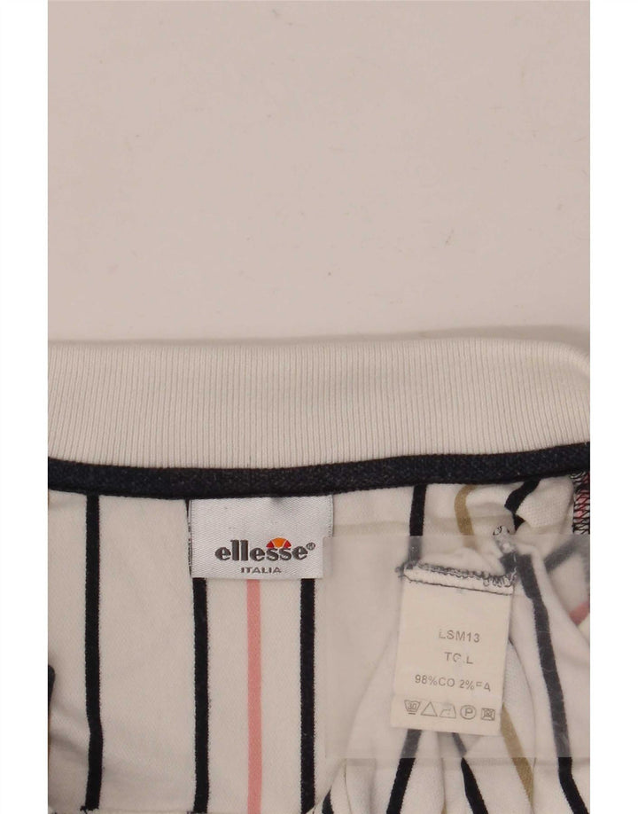 Camisa polo masculina Ellesse grande algodão listrado branco