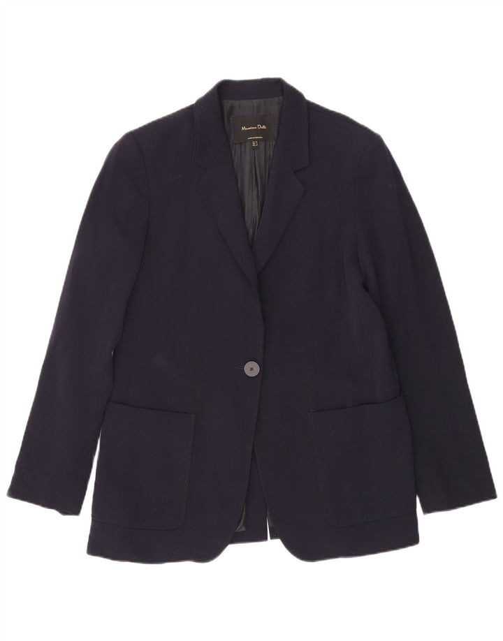 Jaqueta blazer feminina Massimo Dutti com 1 botão UE 38 pequena azul marinho poliéster