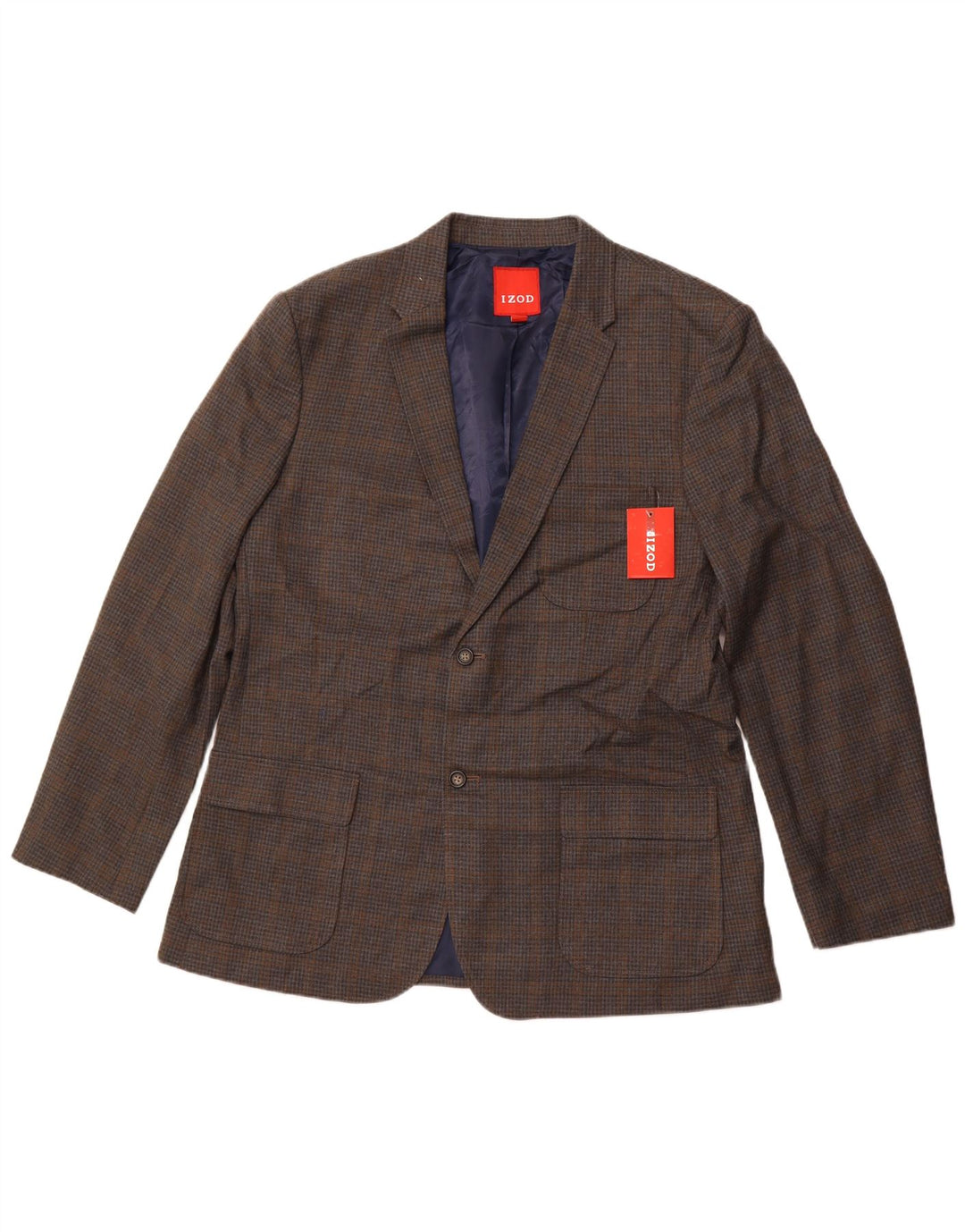 Jaqueta blazer masculina IZOD com 2 botões UK 42 XL poliéster xadrez cinza