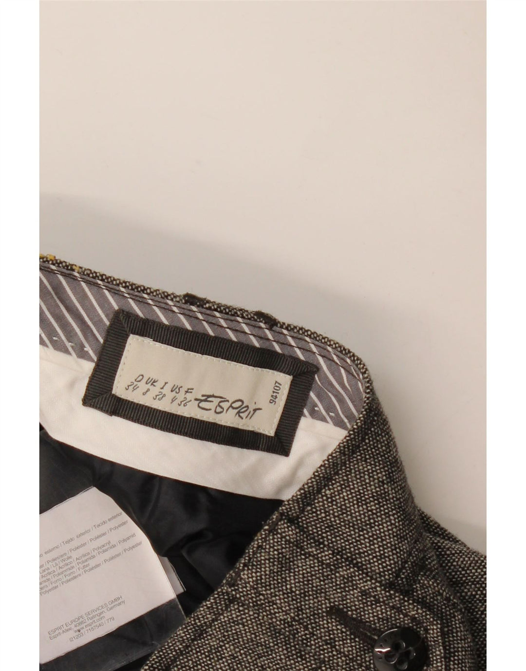 Mini saia feminina Esprit Reino Unido 8 pequena W30 poliéster manchado cinza