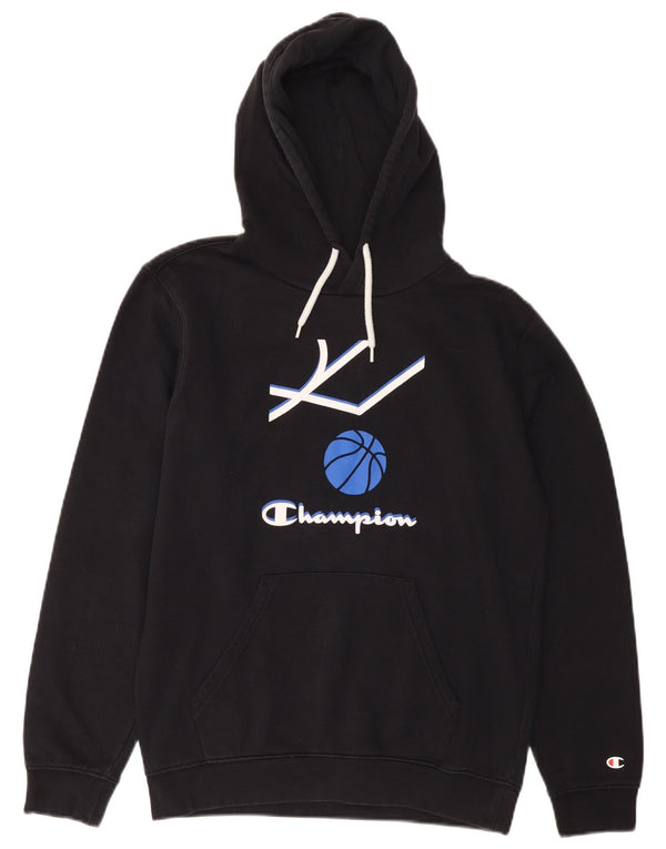 Jumper masculino com capuz gráfico Champion pequeno algodão preto