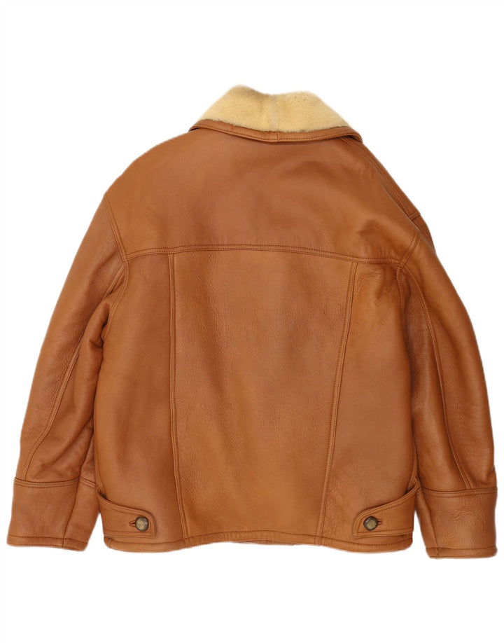 Jaqueta masculina vintage de shearling IT 50 grande marrom shearling