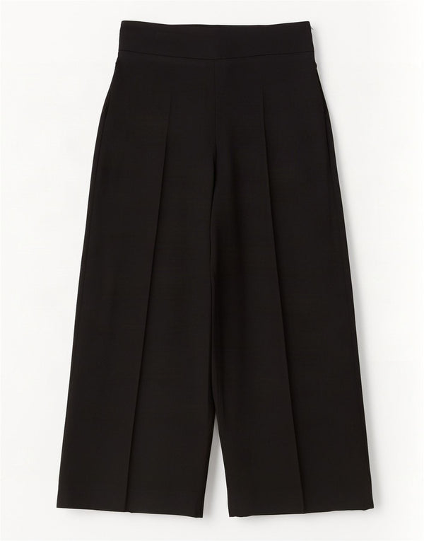 Calça feminina Zara com perna larga cortada média W28 L25 poliéster preto