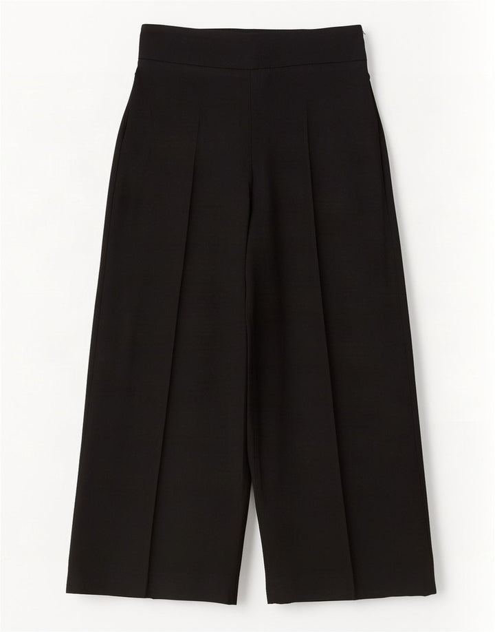 Calça feminina Zara com perna larga cortada média W28 L25 poliéster preto