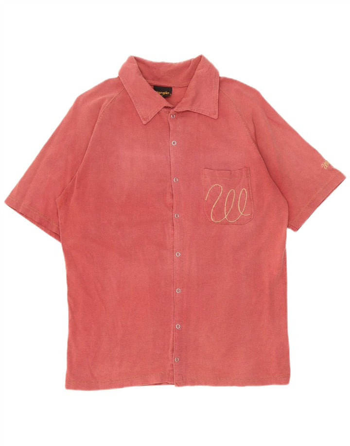 Wrangler Camisa masculina de manga curta vermelha média