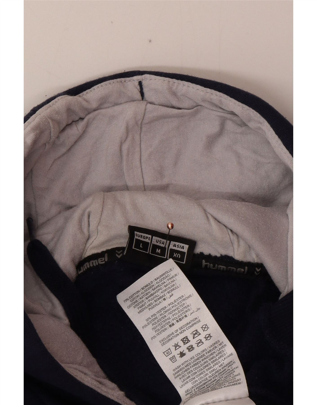 Suéter masculino com capuz gráfico HUMMEL grande algodão azul marinho