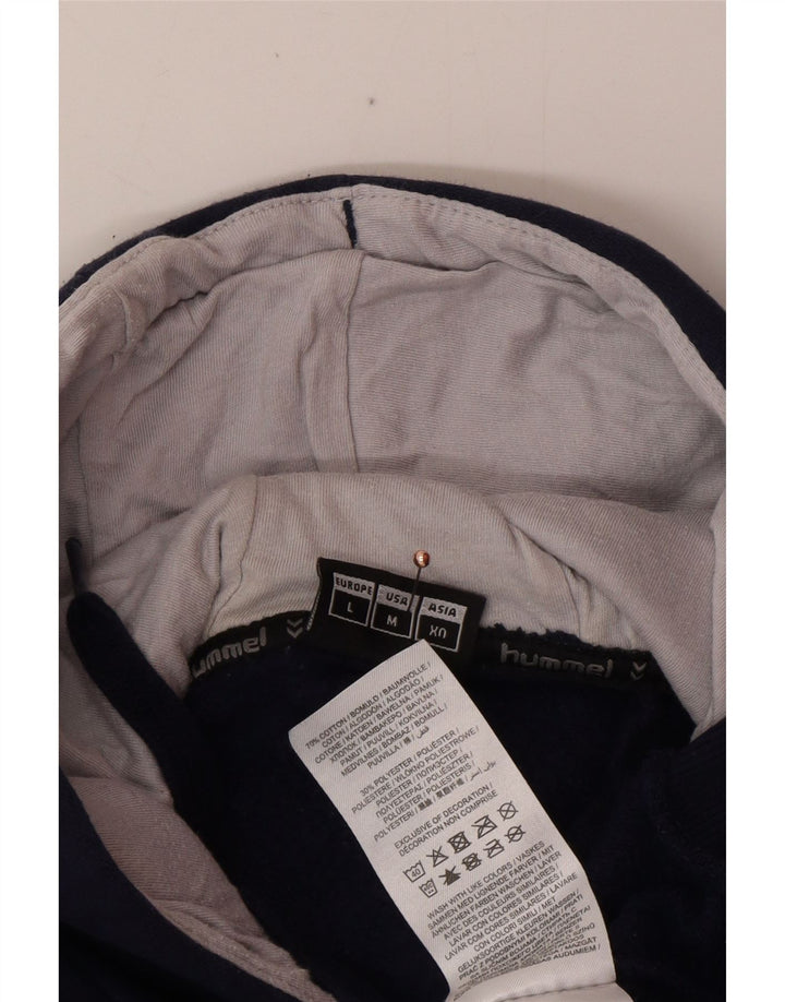 Suéter masculino com capuz gráfico HUMMEL grande algodão azul marinho