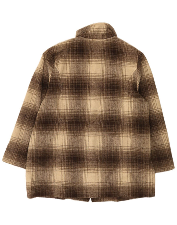 Sobretudo feminino Marks & Spencer UK 18 XL marrom xadrez acrílico