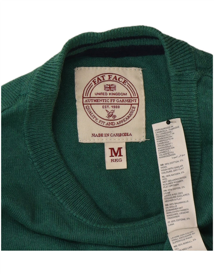 Suéter masculino Fat Face com gola redonda e algodão verde médio
