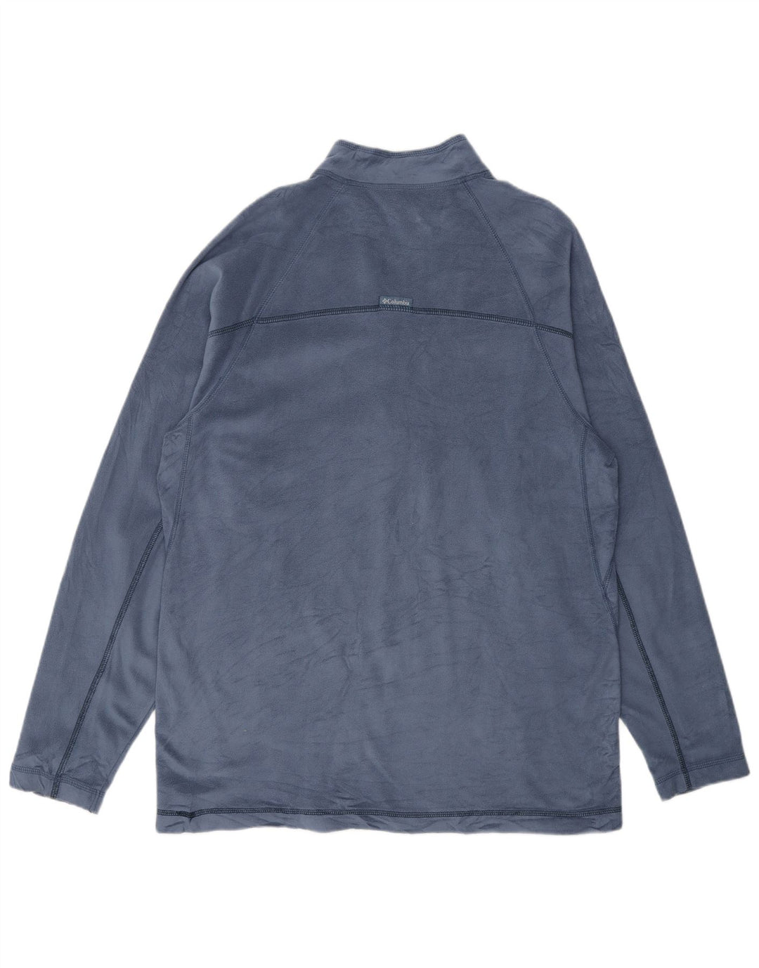 Suéter de lã Columbia masculino com zíper e gola média azul poliéster