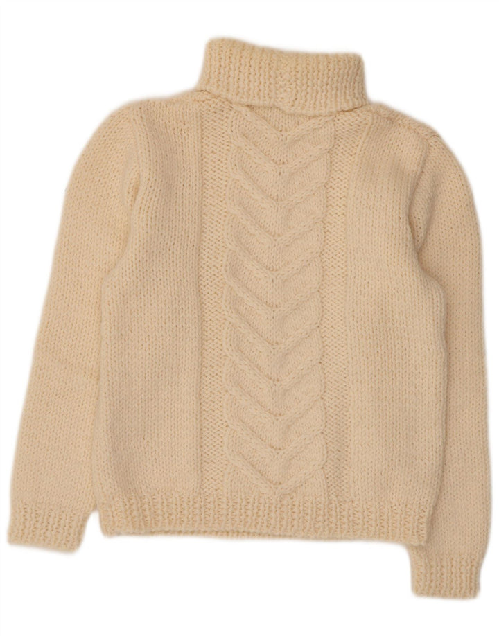 Suéter feminino vintage com gola redonda UK 14 médio off white